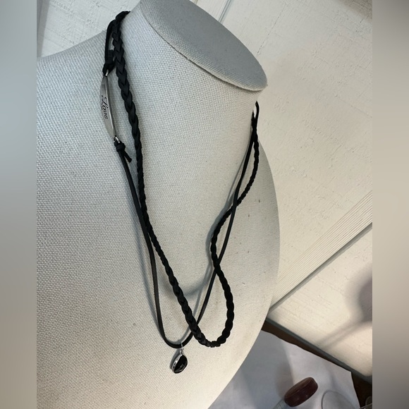 Double strand cord necklace with dangle charm and Love - Picture 2 of 4